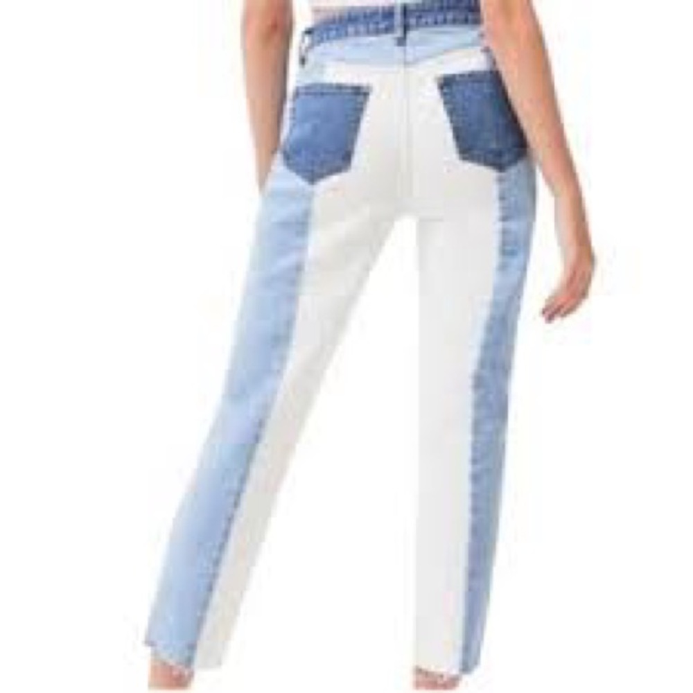 Pacsun Mom Jean Two Blue and White Tone Raw Hem size 25
